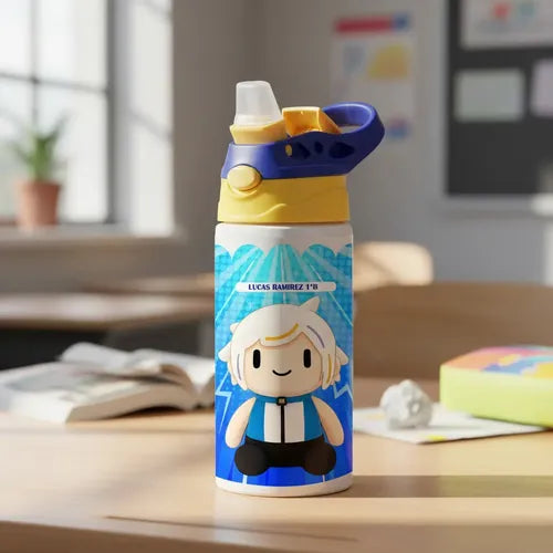 Botella Agua Colegio Chuy Mine Personalizada Niños