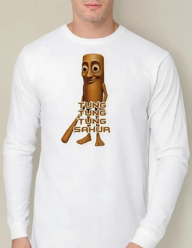 Camiseta Polar Manga Larga Polera Niño Tung Tung Sahur Brain