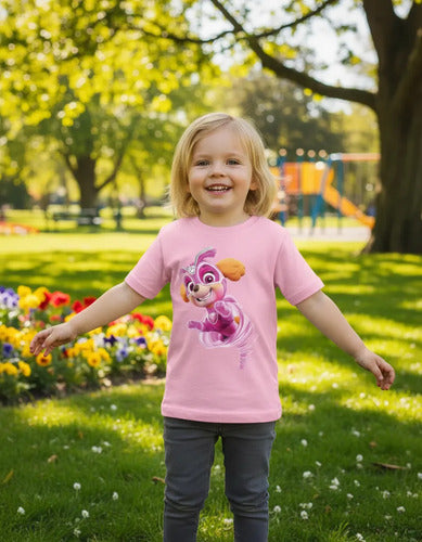 Polera Color Algodón 100% Niñas Skye Mighty Paw Patrol