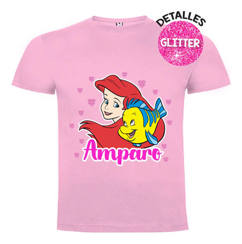 Polera La Sirenita Ariel Niñas Algodón 100% Personalizada