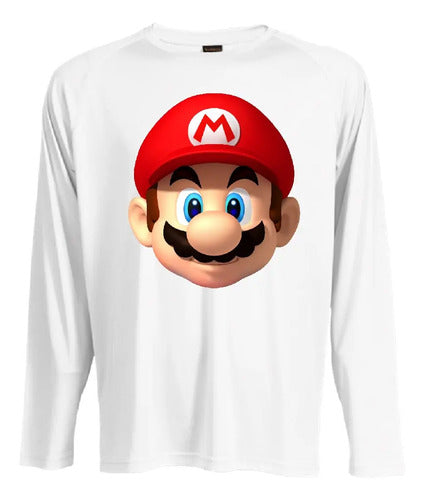 Camiseta Polar Manga Larga Polera Niño Mario Bros Cabeza