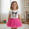 Disfraz Vestido Kuromi Personalizado Polera + Tutú Niñas Detalles Glitter