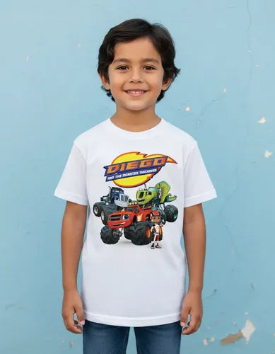 Polera Estampada Niño Cumpleaños Blaze And The Monster Machine