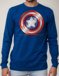 Polera Manga Larga Algodón Niños Capitan America Escudo