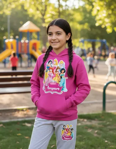Buzo Princesas Pantalon Poleron Personalizado Niñas Conj