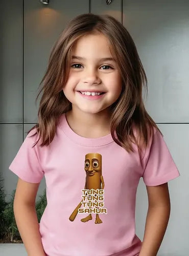 Polera Color Algodón Niños Tung Tung Sahur Brainrot Tralale