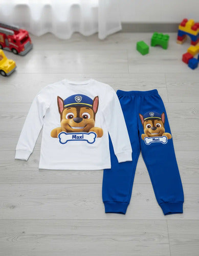 Pijama Largo Paw Patrol Niños Personalizado Algodón 2
