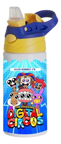 Botella Agua Colegio Circo Digital Personalizada Niños Niñas