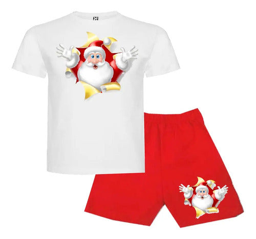 Pijama Corto Niños Algodon Viejito Pascuero Santa Navidad