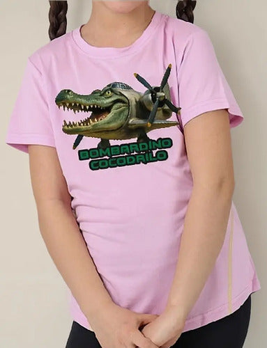 Polera Color Algodón 100% Niños Bombardiro Crocodilo Brainro
