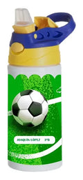 Botella Agua Colegio Fútbol Personalizada Niños Blanco