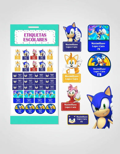 Etiquetas Escolares Personalizadas Utiles Y Ropa Sonic Azul Todas