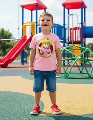 Polera Color Algodón 100% Niños Princesa Peach