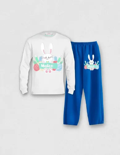 Pijama Largo Conejito Pascua Resurrección Personalizad Niños