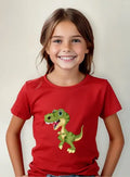 Polera Color Algodón 100% Niñas Niños Dinosaurio Bebe Verde