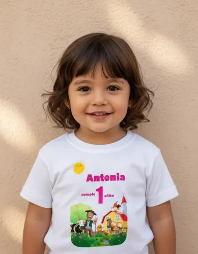 3 Poleras Personalizadas Niños Cumpleaños Granja Zenon Niñas