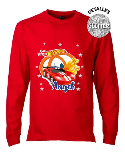 Polera Hot Wheels Personalizada  Manga Larga 100% Algodon