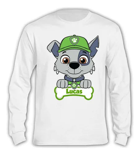 Pijama Largo Rocky Paw Patrol Niños Personalizado Algodón