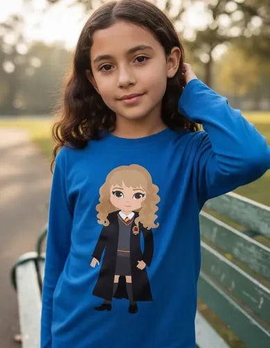 Polera Manga Larga Algodón Niñas Hermione Harry Potter