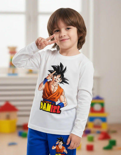 Pijama Largo Goku Dragon Ball Z Algodón Niños Personalizado