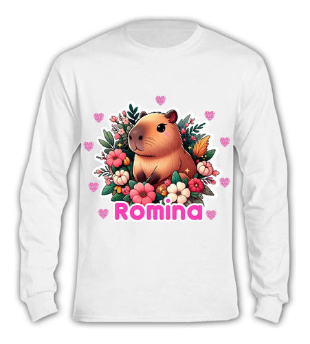 Pijama Largo Capibara Niñas Personalizado Algodon D2