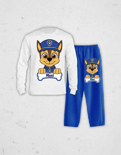 Pijama Largo Chase Paw Patrol Niños Personalizado Algodón 1