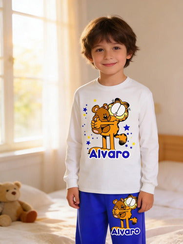 Pijama Largo Garfield Niños Personalizado Algodon