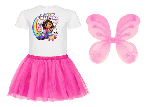 Disfraz Casa Gaby Gabby Dollhouse Arcoiris Tutu Polera Algodon