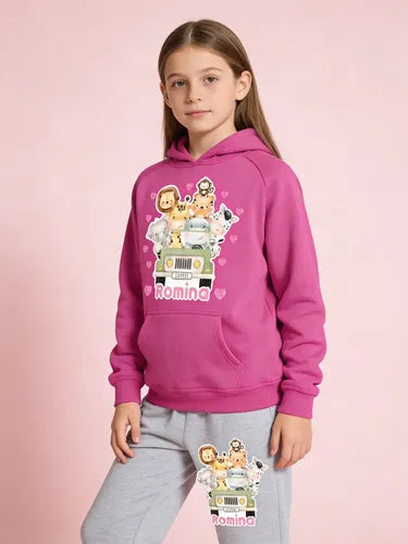 Buzo Animales Safari Pantalon Poleron Personalizado Niñas