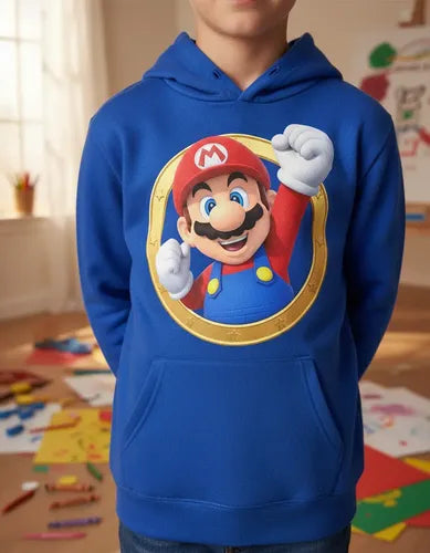 Polerón Canguro Algodón Niños Mario Bros Puño
