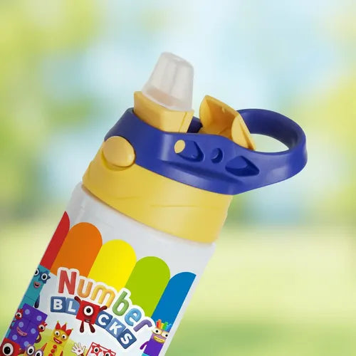 Botella Agua Colegio Number Blocks Personalizada Niños Blanco