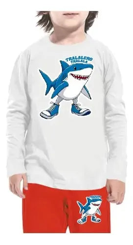 Pijama Largo Niños Algodon Tralalero Tralala Brainrot