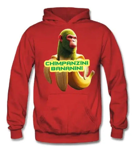 Polerón Canguro Algodón Niños Chimpanzini Bananini Brainrot