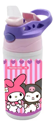 Botella Agua Colegio Kuromi My Melody Personalizada Niñas Blanco