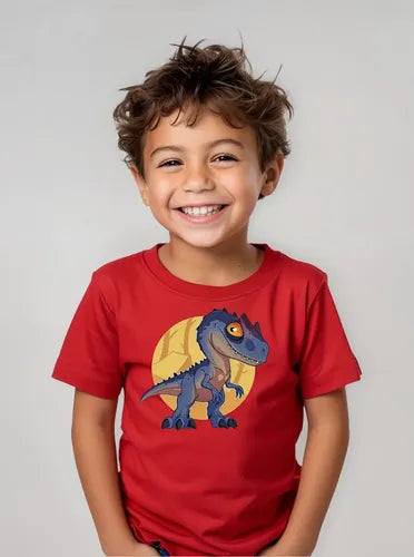 Polera Color Algodón 100% Niños Dinosaurio Rex