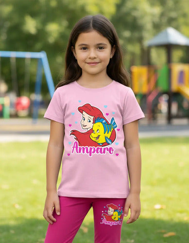 Polera Y Calza La Sirenita Arie Conjunto Niñas Personalizado