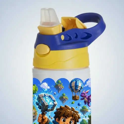 Botella Agua Niño Térmica Escolar Personalizada Videojuegos Blanco