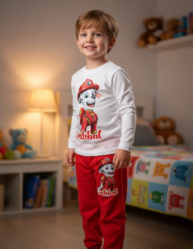 Pijama Largo Marshall Paw Patrol Película Niñopersonalizado