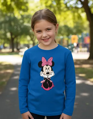 Polera Manga Larga Algodón Niñas Minnie Mouse