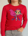 Polera Manga Larga Algodón Niñas Starfire Titanes
