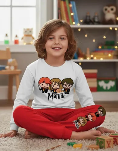 Pijama Largo Harry Potter Niñas -niños Algodón Personalizado