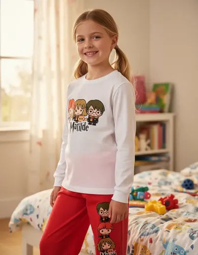 Pijama Largo Harry Potter Niñas -niños Algodón Personalizado