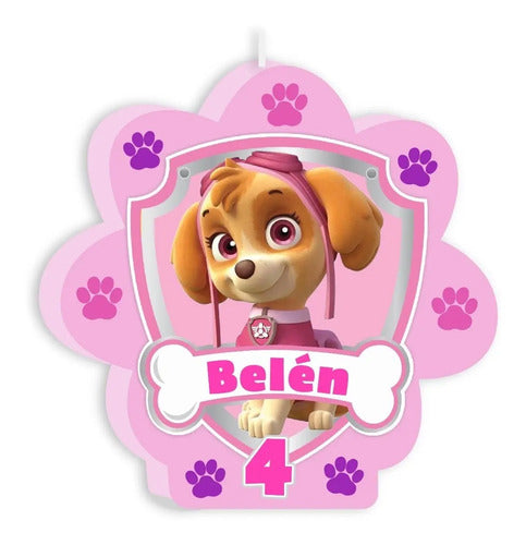 Vela De Cumpleaños Skye Paw Patrol  2 Personalizada Niñas
