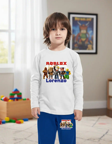 Pijama Largo Roblox D1 Niños Algodón Personalizado