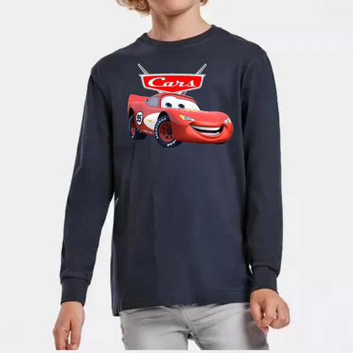 Polera Manga Larga Algodón Niños Auto Rojo Hot Wheels