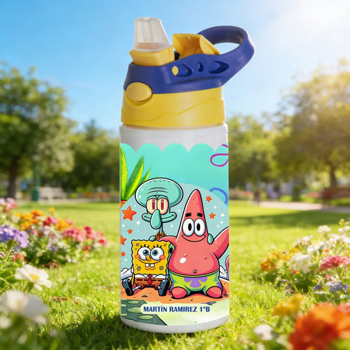 Botella Agua Colegio Bob Esponja Personalizada Niños