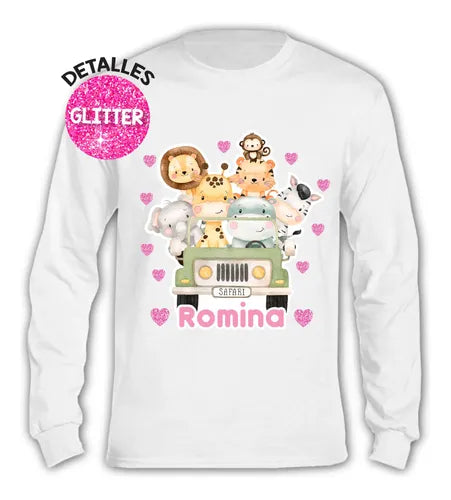 Pijama Largo Animales Safari Niñas Personalizado Algodon
