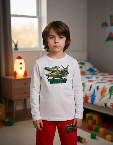 Pijama Largo Niños Algodon Cocodrilo Bombardino Brainrot