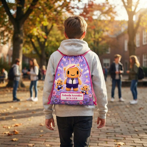 Mochila Morral Chuymine Bolsa Tela Personalizada Niñas Fucsia Estampado