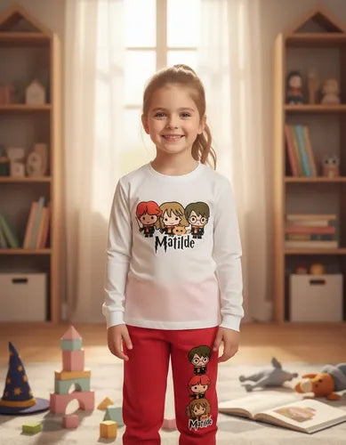 Pijama Largo Harry Potter Niñas -niños Algodón Personalizado